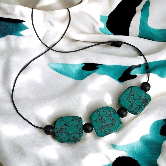5 For $25💫Santa Fe Turquoise Square  Chunky Stone Pendant Necklace - Picture 5 of 5